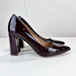 Banana Republic Madison 12-Hr Block Heel Pump Size 8 Blood Red Patent Leather